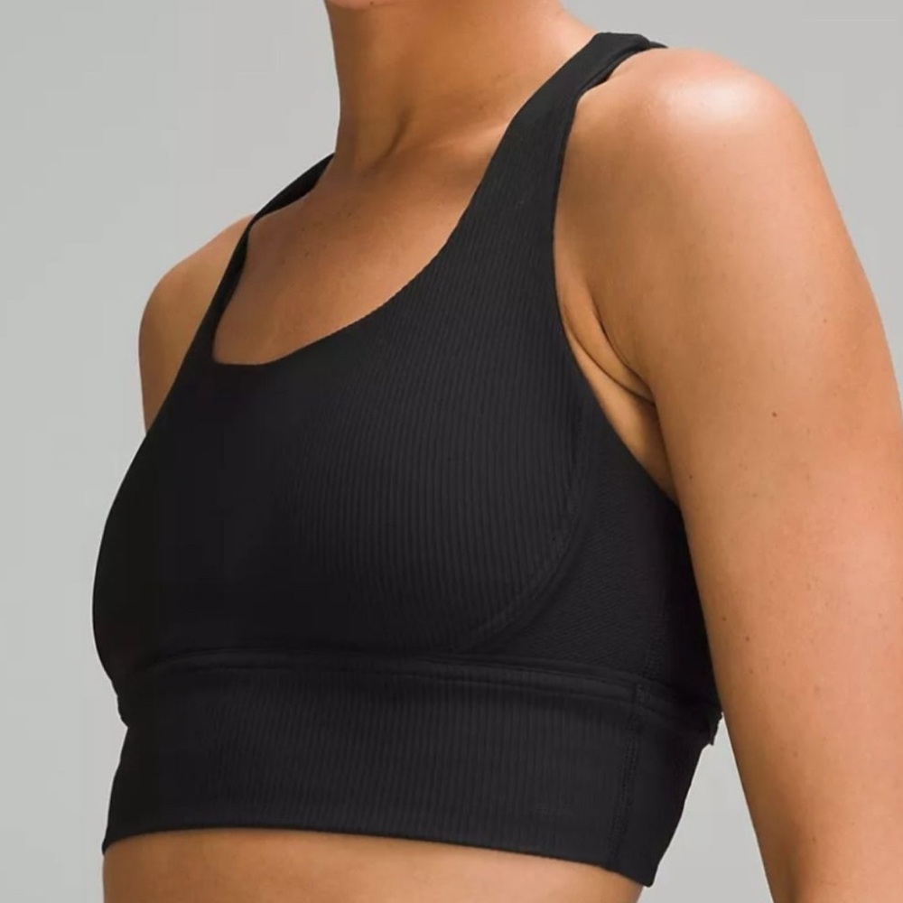 Lululemon Energy Black Longline Ribbed Sports Bra